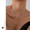 Versatile Pink Cubic Zirconia Pendant Necklace - Minimalist Round Design, Sweet Women's Clavicle Chain Choker