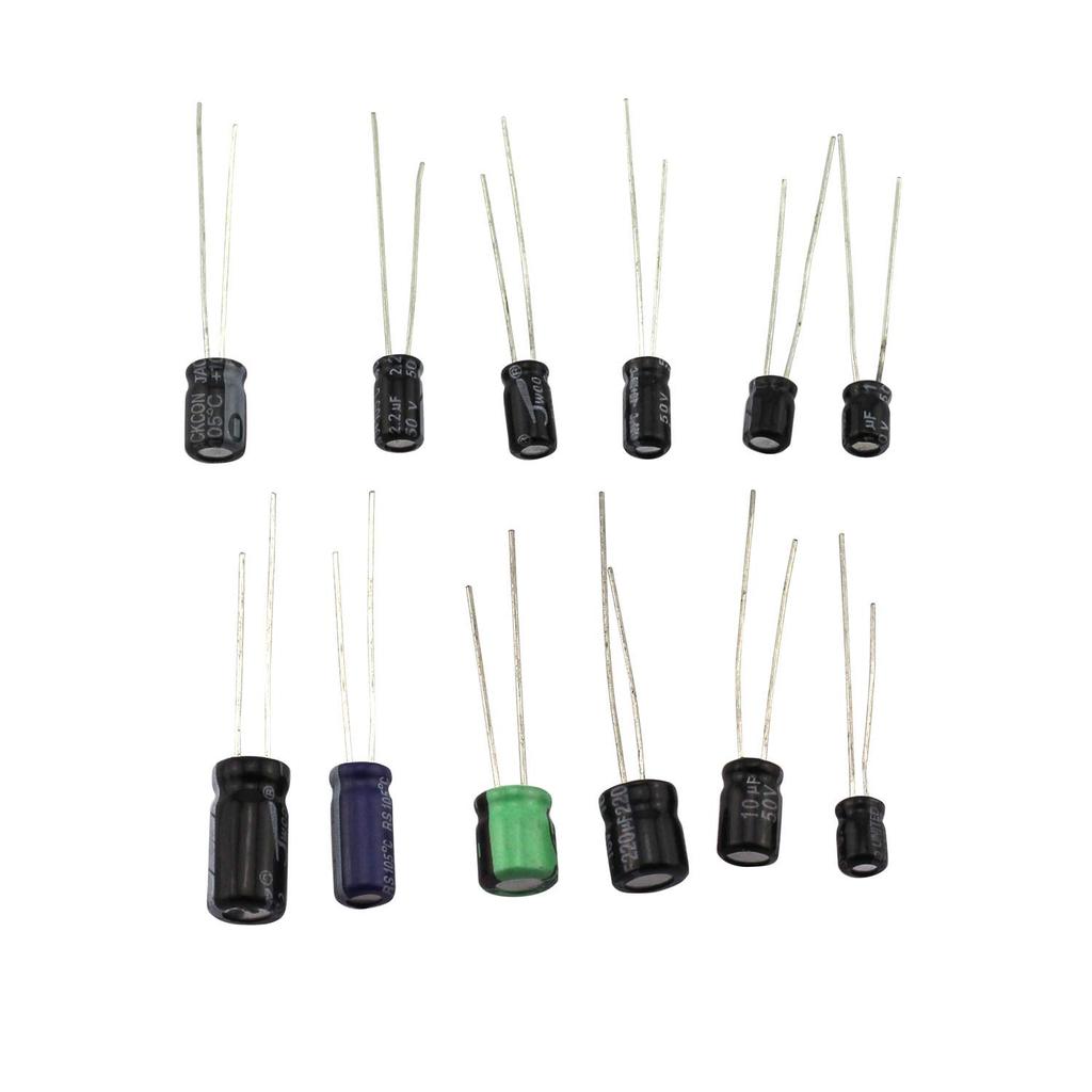 Tegg 120pcs Aluminum Electrolytic Capacitor Assorted Kit 0.22UF-470UF 12 Values Commonly Used Electronic Component DIY Assortment