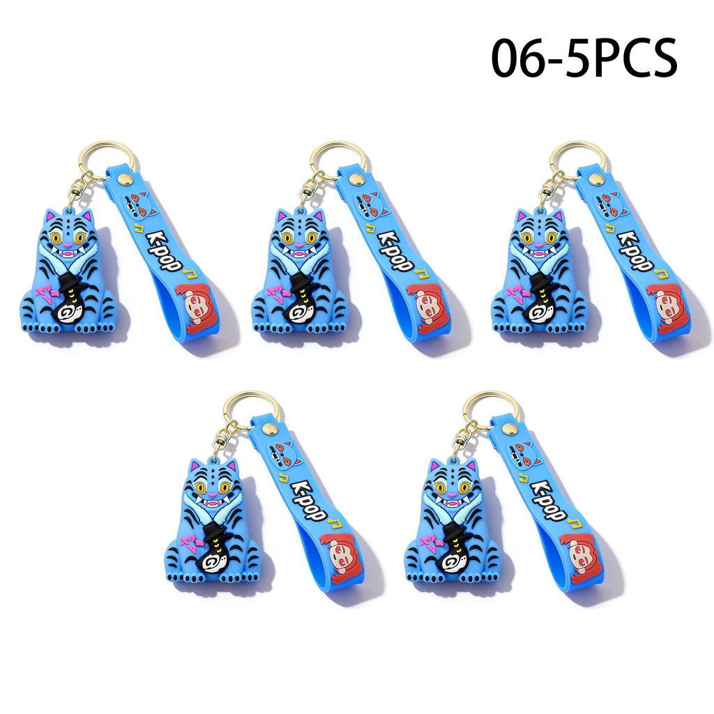 1/10PCS KPOP Demon Hunters Keychain Tiger Character PVC Model Keychain Adorable Harajuku Style Key Ring for Friends Fans Halloween