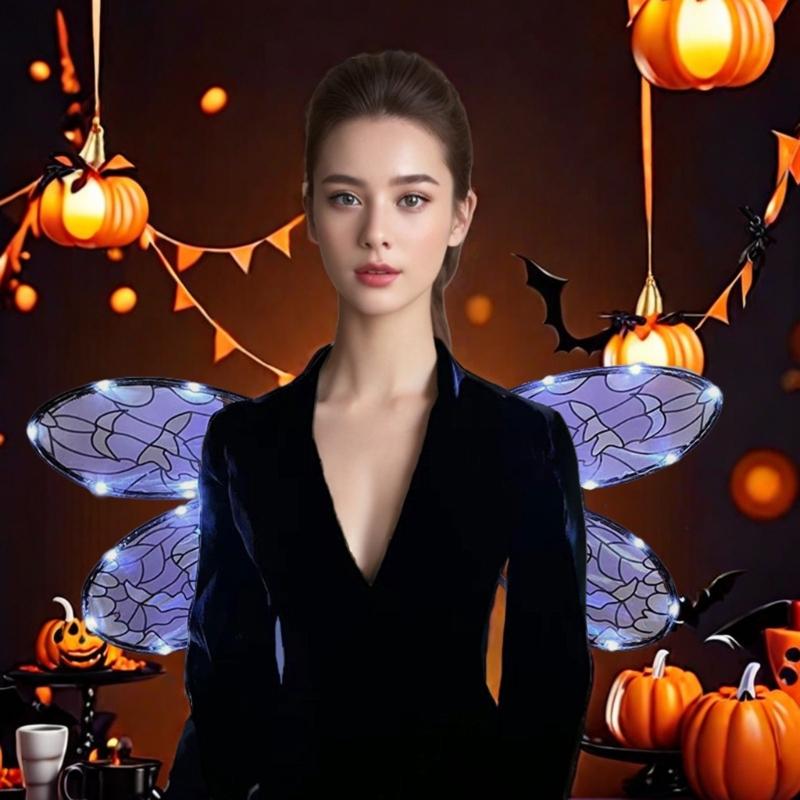 Dress Up Cicada Wing Light Up Dragonflies Wing Halloween Costume Wing LED Elves Wing Princess Wing for Women Girls Teens