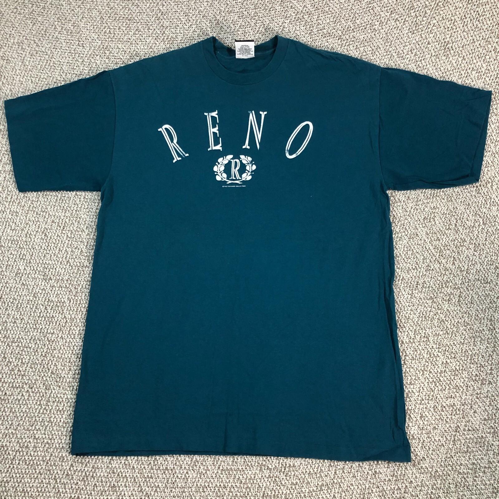 Vintage Reno Nevada Shirt Adult XL Blue Single Stitch Tee 90s USA Mens 1110 L