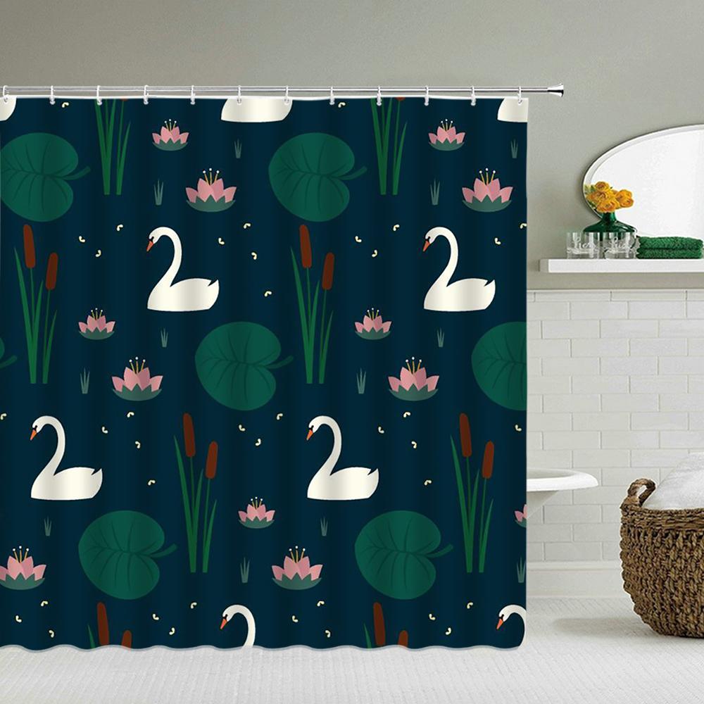 Waterproof Flower Leaves Shower Curtain For Bathroom Bath Curtains 3D Print Polyester Fabric Decor Multi-Size Shower Curtains