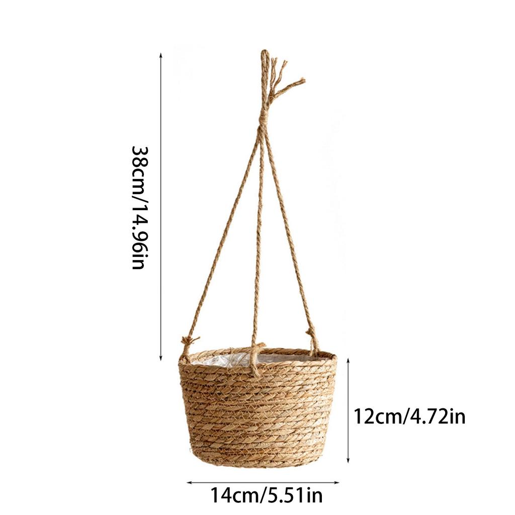 Comfortable Handmade Woven Hanging Planter Plant Flower Pot Holder Basket for Garden Outdoor Indoor Courtyard Decoration
