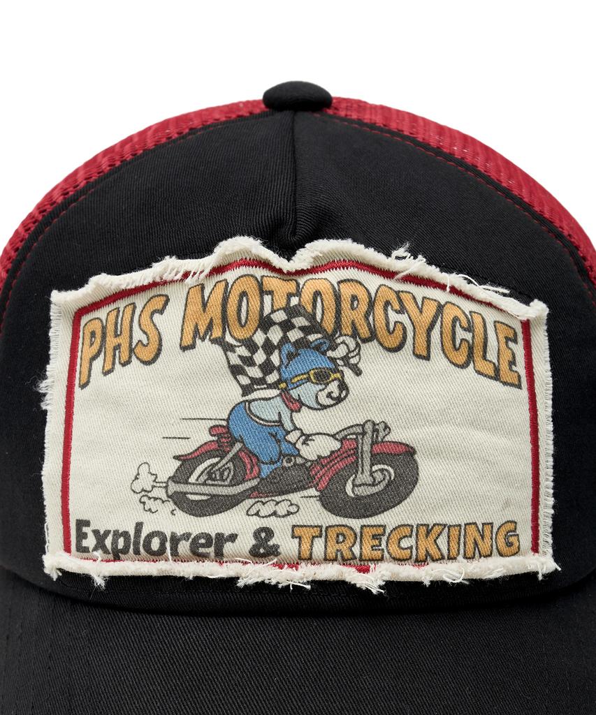 PHYPS MOTORCYCLE Riding Bear Mesh Ball Cap Black