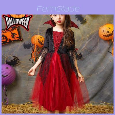 Kinderen Halloween Wicked Vampire Cosplay Kostuum Rode Tule Rok Fancy Dress Party
