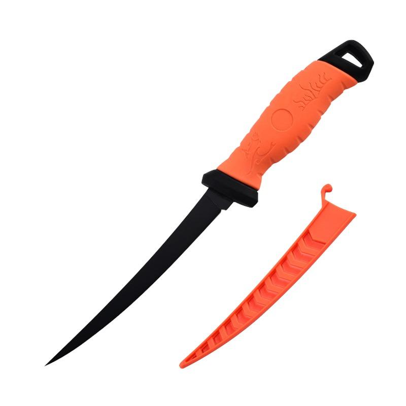 Non-slip Fish Scale Scraper Stainless Steel Fish Fillet Cutting Knife Rubber Handle Multifunctional Fishing Knife Fishing Tool Fishing Gear