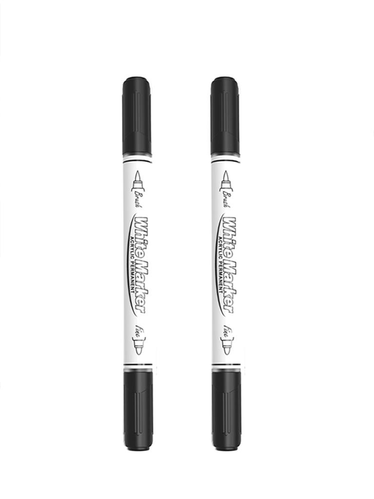 Black/White Large Capacity Dual Tip Permanent Acrylic Paint Pen for Art Supplies Fabric Paint, Markers for DIY Art Brush Pen Set