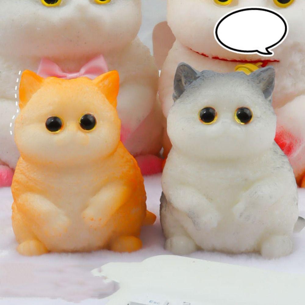 Cartoon Cat Shaped Squeeze Toy Cat Bell Artificial Doll Squeeze Toy  Mini Ornaments