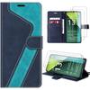 Case and Tempered Glass - E.F.CONNECTION - For Xiaomi Redmi Note 13 Pro 5G - Anti-Scratch - PU Leather - Blue