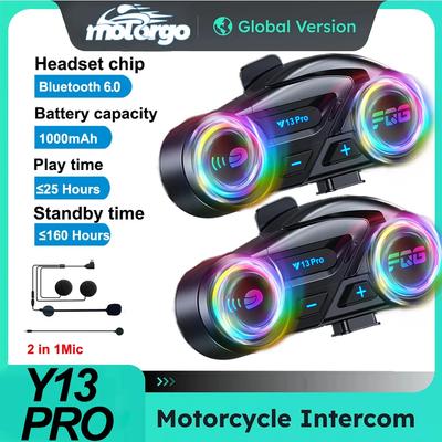 קסדת אופנוע Y13 Pro RGB אינטרקום בלוטות' 6.0 טווח 500 מטר עמיד למים