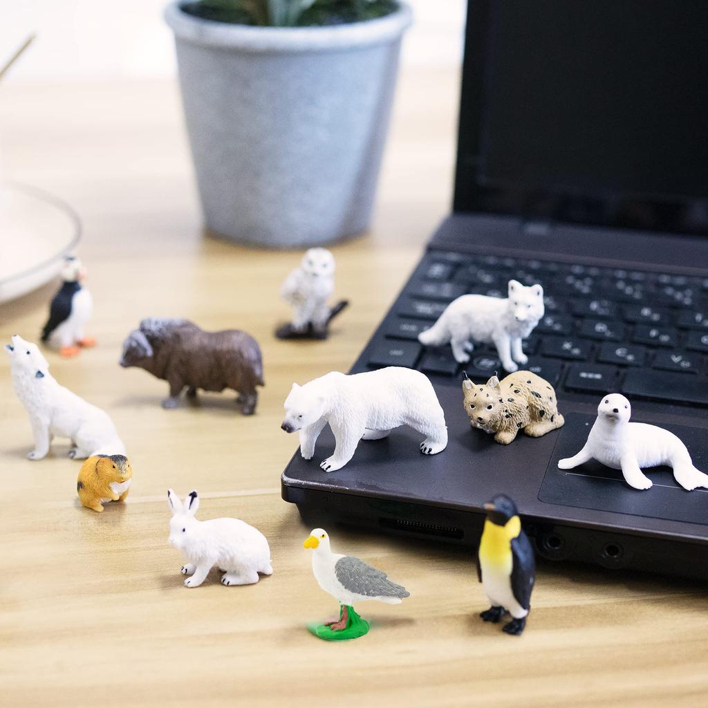 TOYMANY 14PCS Mini Animal Figures Arctic Animal Figure Set Arctic Realistic Animal Models Mini Models Popular Animals Toys Toys Birthday Present