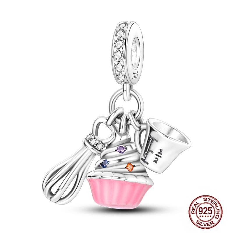 Charms Plata De Ley 925 copper Original Devil's Eye Perfume Bottle Bow Silicone Spacer Beads Women Bracelet DIY Zircon Pendants