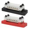 2Pcs Power Distribution Block Black Red 12‑48V 150A Dual Row 6 Terminal Bus Bar for Cars RVs Boats Yachts Trucks