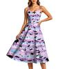 Women's Casual Round Neck Sleeveless Dress with Halloween Print for Party and Daily Wear