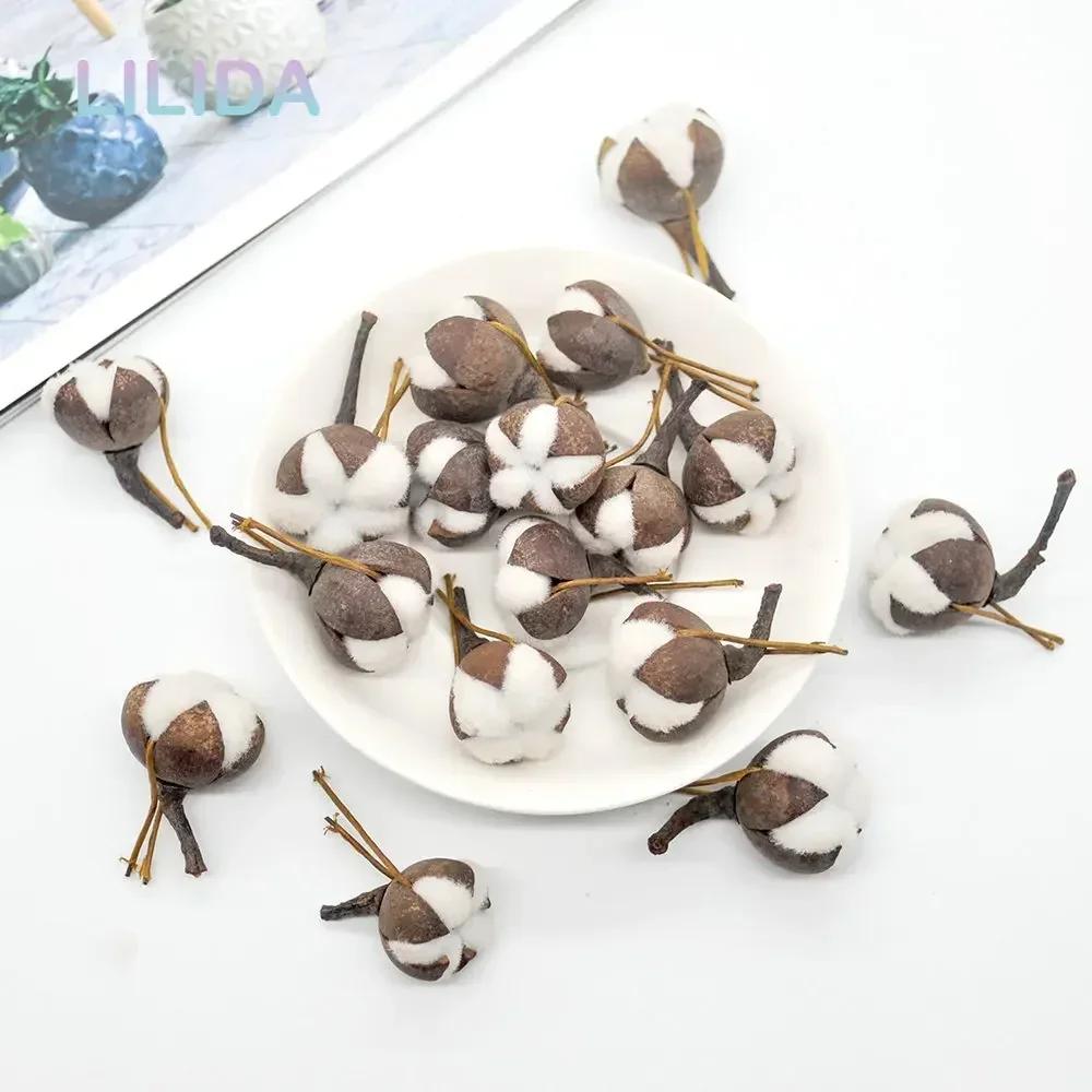 12 Artificial Kapok Natural Dried Flowers Simulation Cotton Wedding Room Easter Decoration Supplies DIY Wreath Bouquet Gift Box