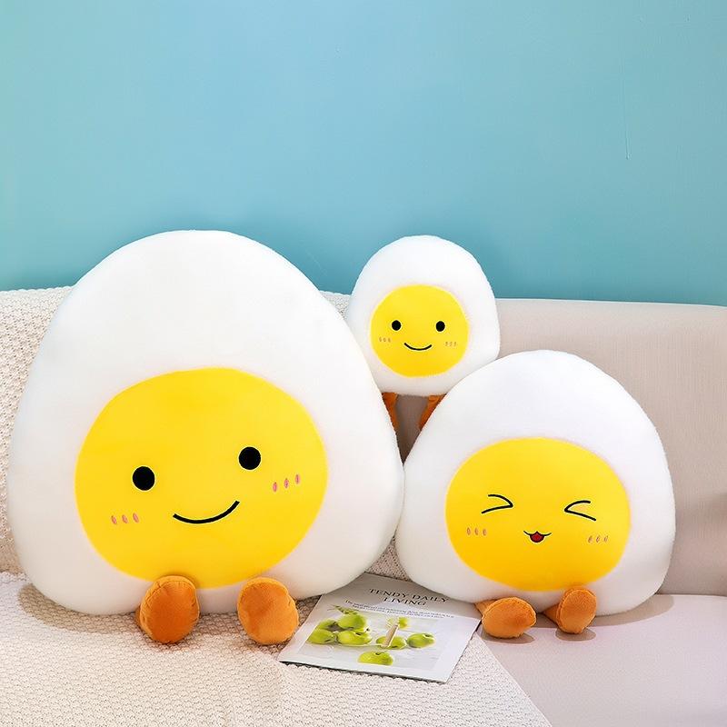 Cute poached egg throw pillow plush toy girl bed sleeping pillow office table chair cushion home decoration
