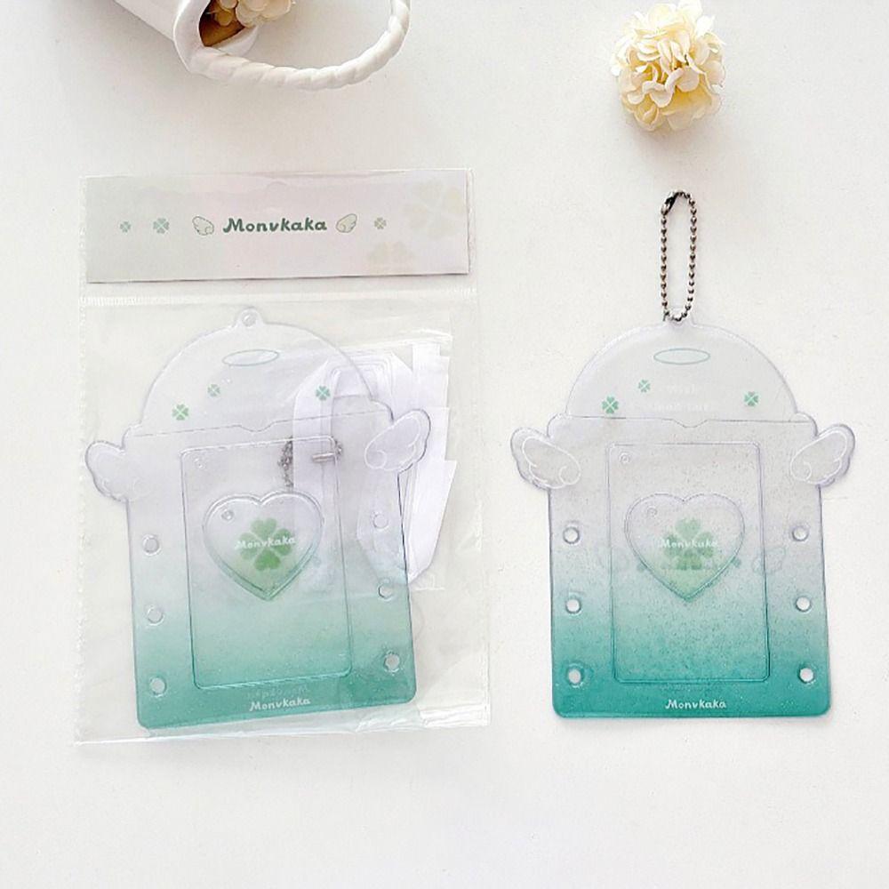 Cute PVC Photo Card Holder Transparent Glitter Kpop Idol Photo Sleeves Lace Tie Protective Display Sleeves Girls Gift