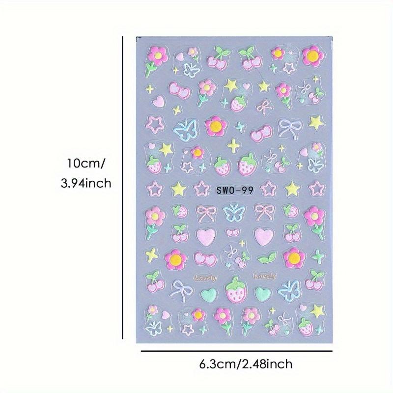 

New 1-piece Nail Sticker Cute Cherry Strawberry Heart-shaped Sticker, Self-adhesive Design for Christmas and Halloween DIY Gifts