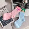 Dopamine Color Scheme Women's Mid-Calf Cotton Socks - Trendy Two-Tone Summer Style