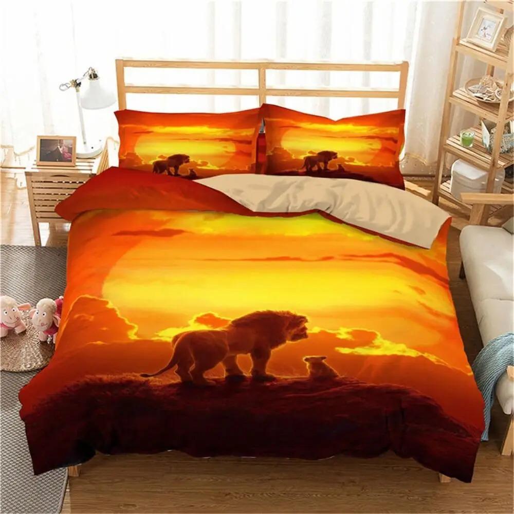 Comforter Lion Couple Bedding Set For Boys Teens 3D Animal Print Comforter African Wildlife