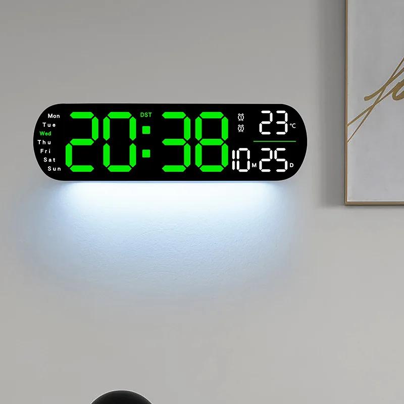 13,78 Zoll Fernbedienung Digitale Wanduhr Stimmungsbeleuchtung Timing Countdown 2 Alarme Auto Dimmer DST Plug In Verwendung LED Wecker
