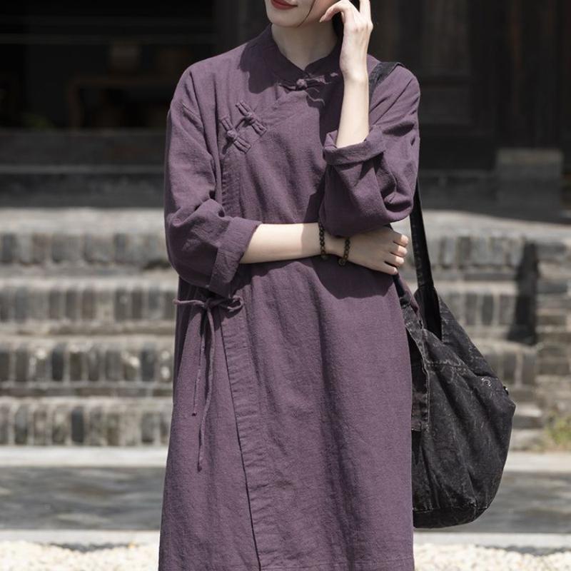 Zen Style Women's Pure Cotton Shirt Women's Spring and Autumn Meditation Clothes Cotton and Linen Chinese Style Tops