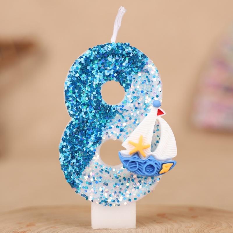 Sailing Number Birthday Candle Cake Party Decoration First Birthday Handmade Candle 0-9