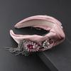 Fashion Headpiece, Baroque Fabric, Diamond Tard, Tassel Knotted Headband, Beautiful Hair Accessory For Women'S Party