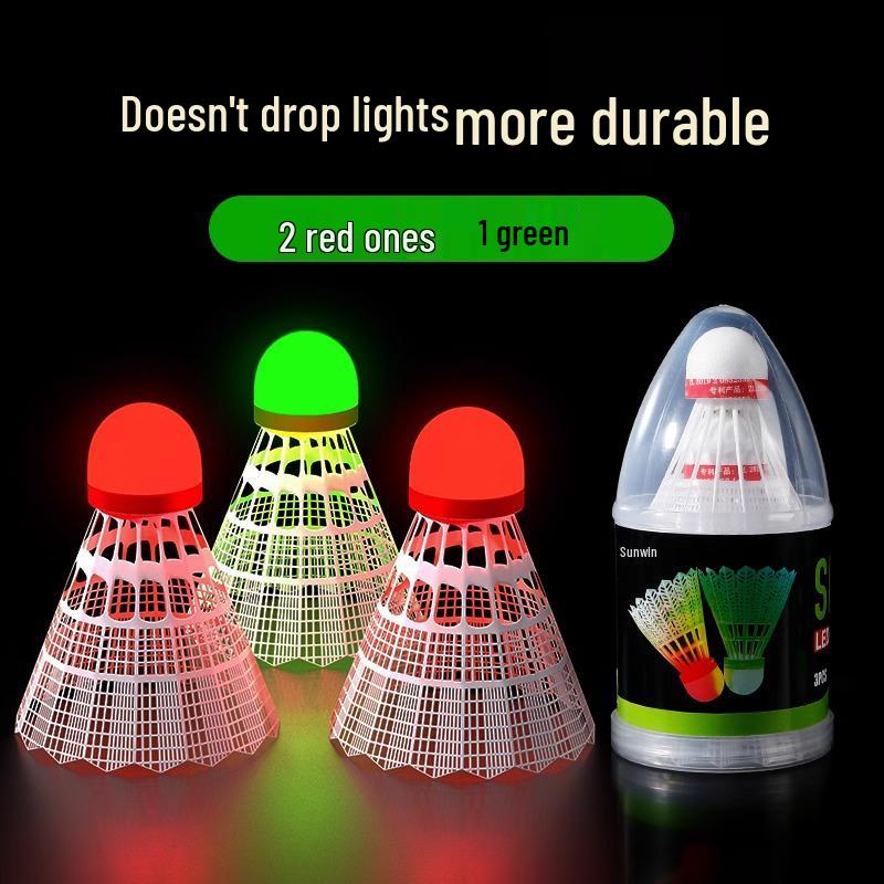 Luminous Windproof Nylon Badminton Shuttlecock with Fluorescent Light Strip for Outdoor Night Training