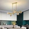 SANDYHA All Copper Gold Chandelier Pendant Light Glass Ball Lampshade LED Lamp for Living Room Dining Room Indoor Decor Home
