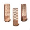 3x Wood Boho Key Decorative Wall Hook for Hanging Hangers Sticky Coat Hooks Mount Wooden