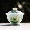 110ML Snowflake White Hand Painted Arita Yaki Hepan Yingbo Blue Household Ceramic Cover Bowl KungFu TeaSet Flower Mouth Tea Bowl