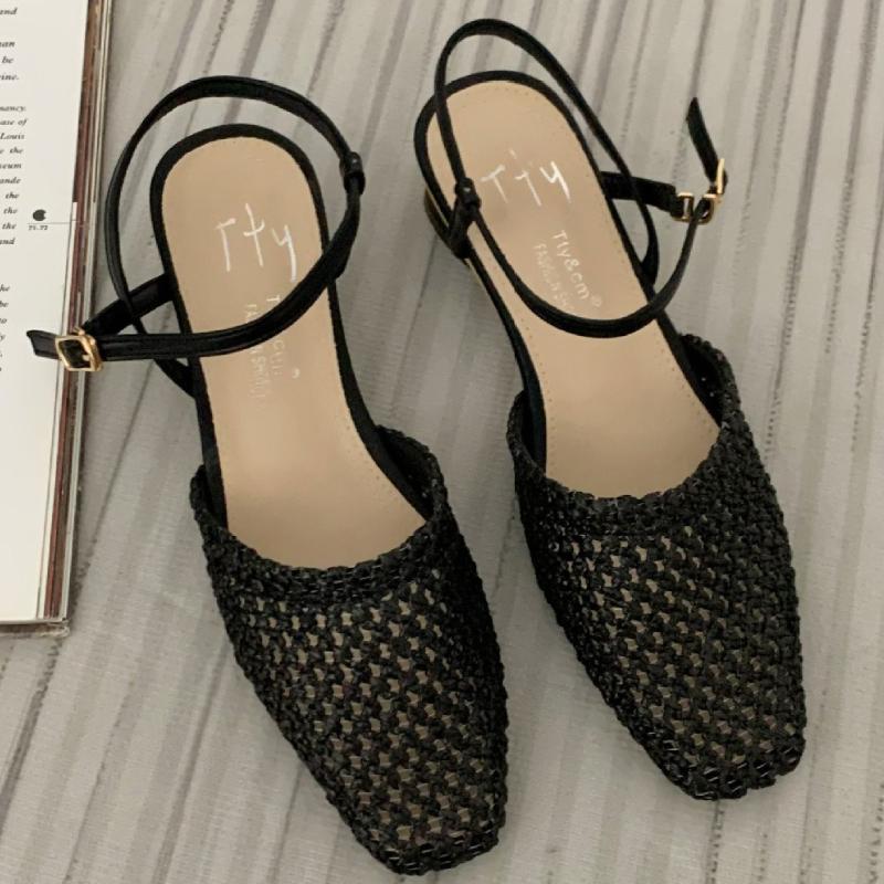 Fashion Retro Mesh Hollowed Women Sandals Fashion Back Strap Buckle Wedge Sandals Woman Comfortable Breathable Non-slip Slide Sandals