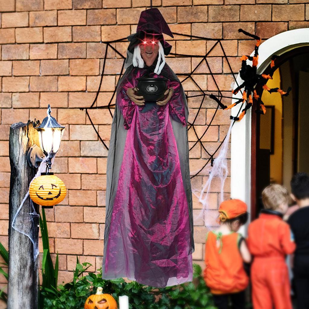 Halloween Hanging Animated Screaming Witch Height 70.9" for Events
