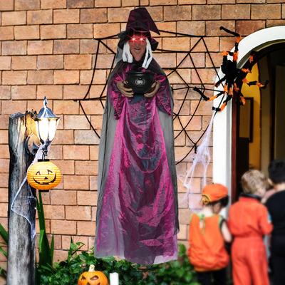 Halloween Hanging Animated Screaming Witch Height 70.9" for Events