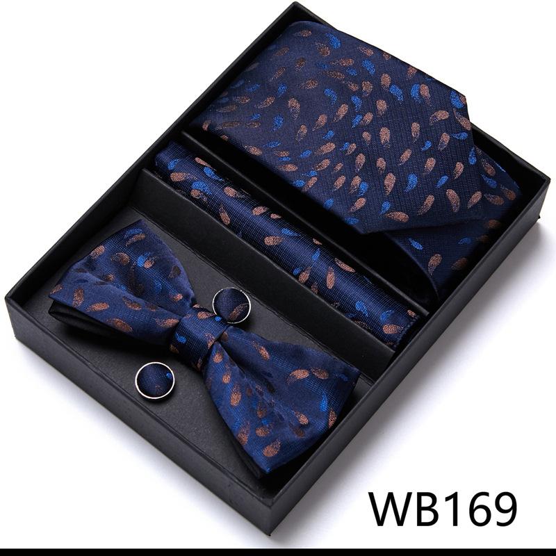 Conjunto de Corbata y Pajarita para Hombre Caja de Regalo Conjunto de 6 Piezas Corbata de Grupo Vestido de Negocios Corbata de Boda