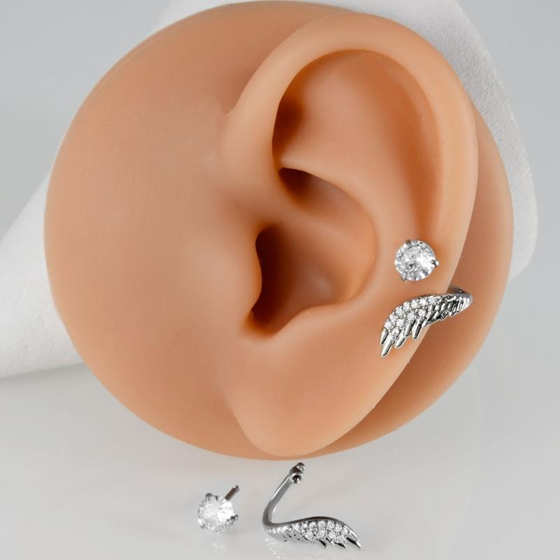 Creative Angel Wing Studs Earrings Stainless Steel Geometric Earrings Ear Jewelry Suitable for Elegant Women Daily Wear