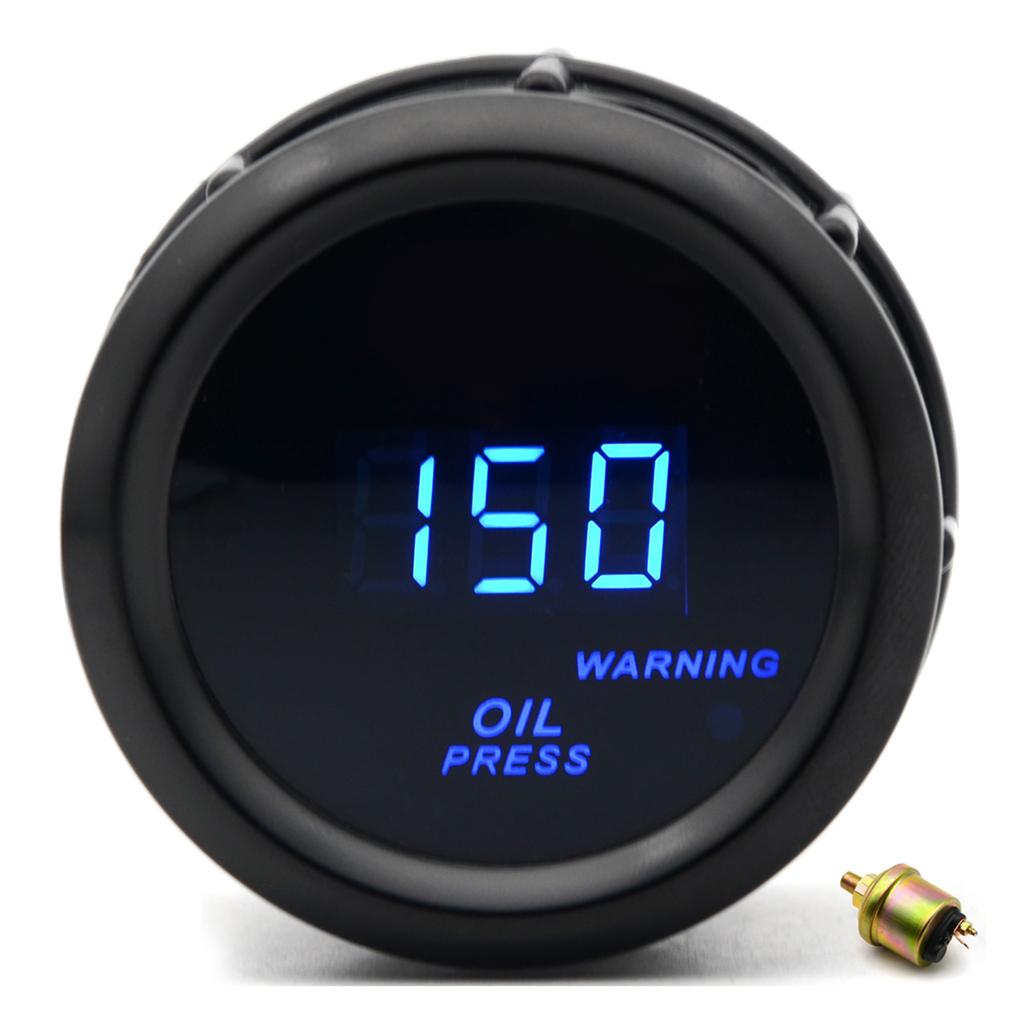 Digital Oil Pressure Meter Gauge with Sensor for Auto Car 52mm 2in LCD 0 120PSI Warning Light Black