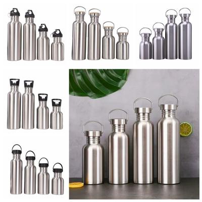 Multi-type Cap Wide Mouth Bottle Single Walled Outdoor Travel Cup Sports Water Kettle  Hiking