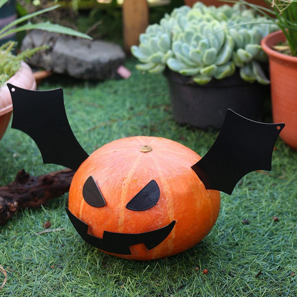 Halloween Pumpkin Decorating Props Pumpkin Face Decals Wings Metal Handmade Halloween Decor Spooky Holiday Party Supplies