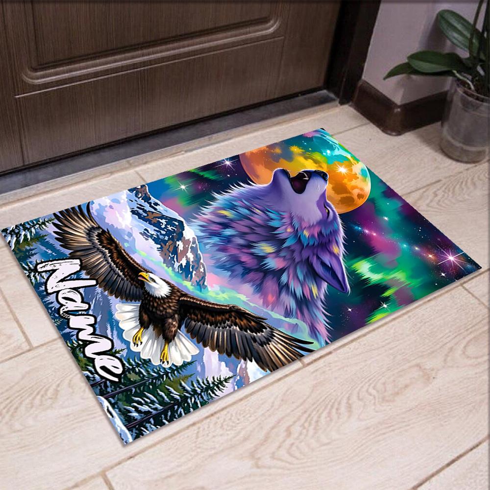 Custom Name Wolf Printed Carpet,Rug for Office Chair Living Room Bedroom Kitchen Room Decor Gifts.