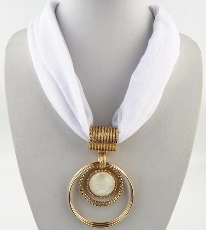 

Шарф из сплава, кольцо с подвеской, женский воротник из полиэстера, шарфы для женщин белый