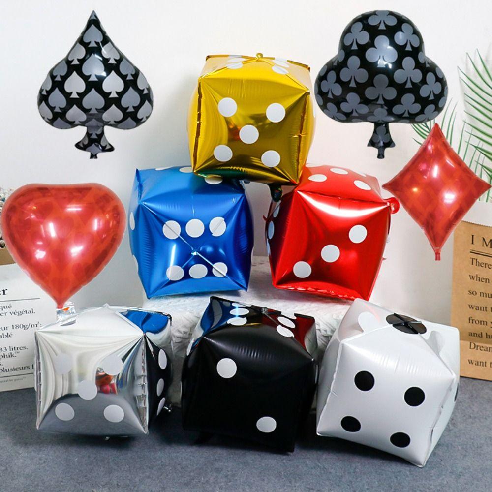 5PCS Foil 12inch Dice Balloon Thickened Casino Foil Balloon  Adult Birthday Decor