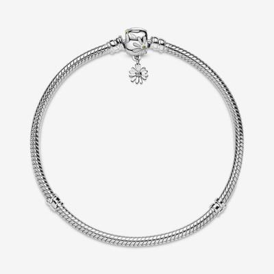 Charms 925 Sterling Solid Silver Bracelet Heart T-Bar Cuff Chain Sparkling Blue Disc Clasp Snake Chain Bracelet Women Jewelry