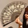 Lace Decorative Fans Folding Hand Fan Black White Dancing Fans Wedding Party Stage Performance Fan Gifts For Guest