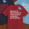Massachusetts Cities Shirt! Reppin' Boston, Worcester, Cape Cod, Lowell, & Springfield! I Love Massachusetts!
