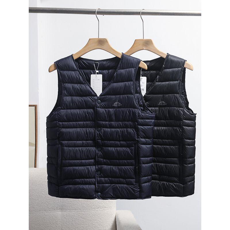 Outdoor Lightweight Warm Ribbed Cotton Vest for Men, Winter Outerwear, Casual V-Neck Vest