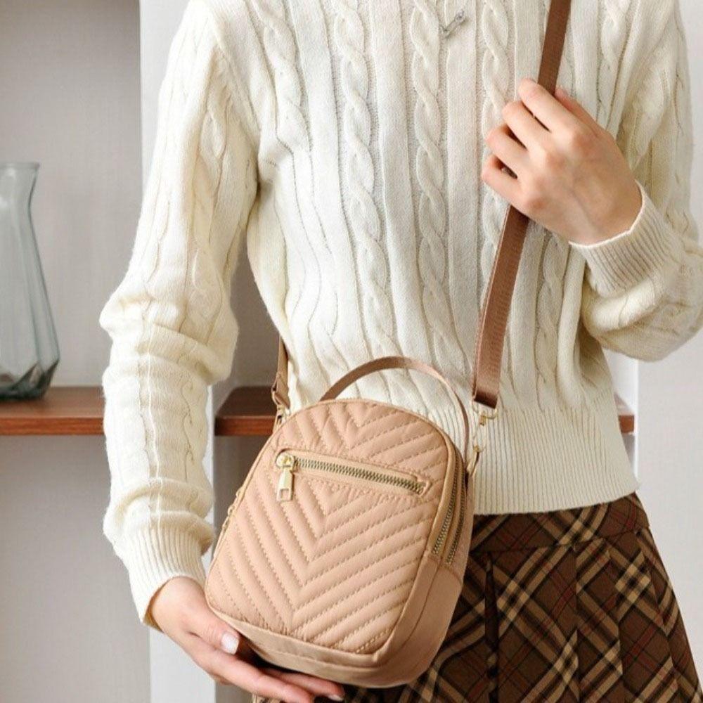 Oxford Shoulder Bag Solid Color Small Phone Bag Casual Zipper Crossbody Bag Storage Bag
