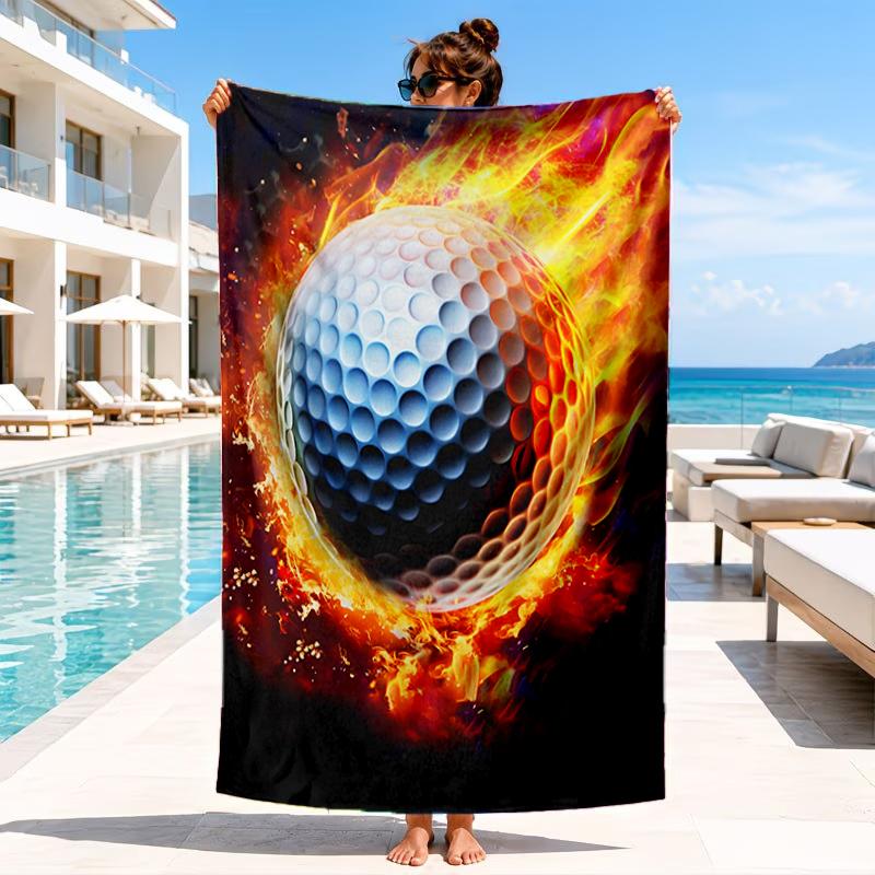 Electric Football Fire Beach Towel, Microfiber Beach Towel, Perfect For Pool, Beach, Travel, Home Decor Beach Party Fan gifts
