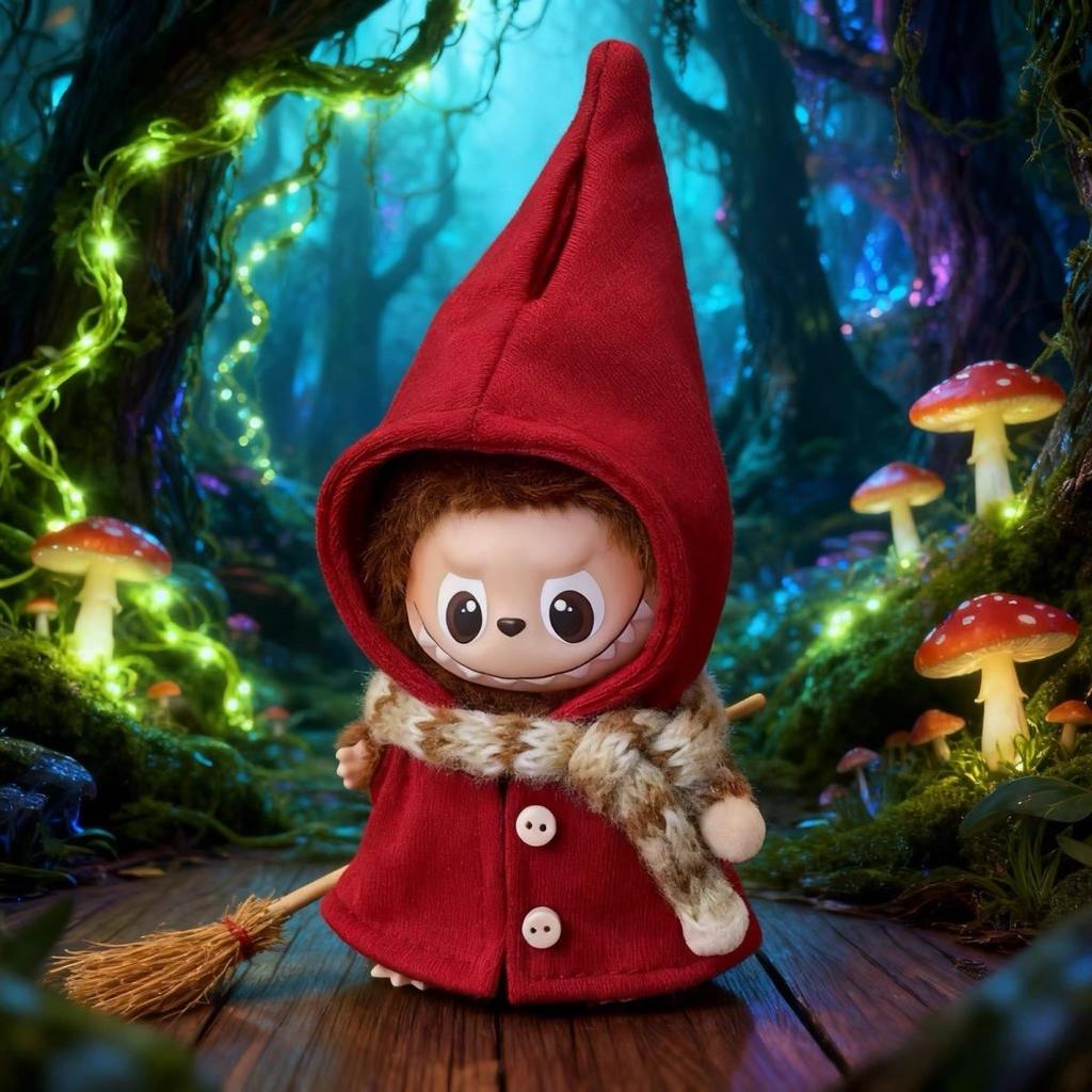 LABUBU Fourth Generation Baby Dress 10cm Little Red Riding Hood Set Mini Version 4.0 Heart Code Magic Cloak 4th Generation Set